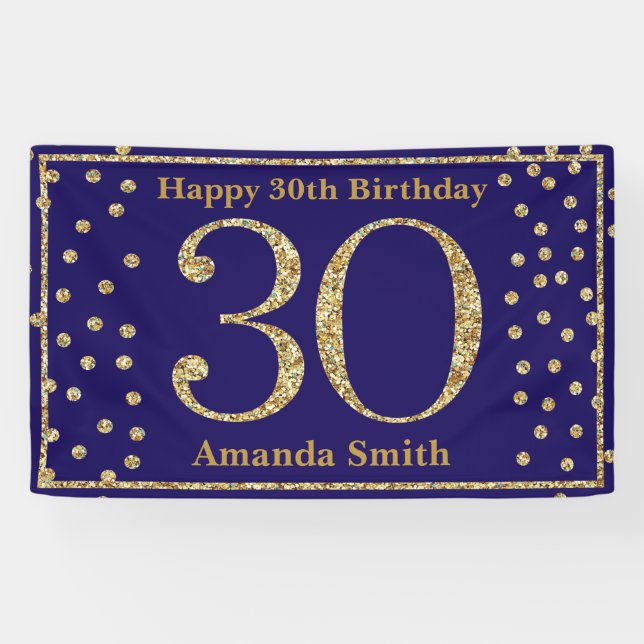 Bonne 30e anniversaire bannière Marine Blue Gold P (Horizontal)