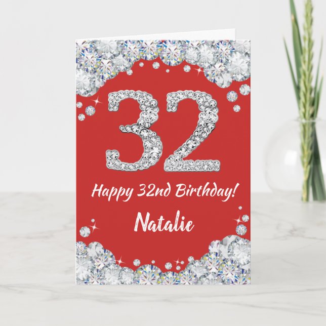 Bonne 32e anniversaire Carte Parties scintillant r (Devant)