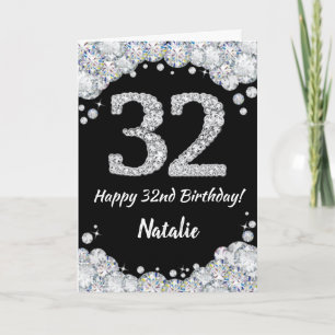 Bonne 32e carte de Parties scintillant noir et arg