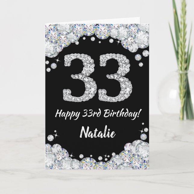 Bonne 33e anniversaire Carte de Parties scintillan (Devant)