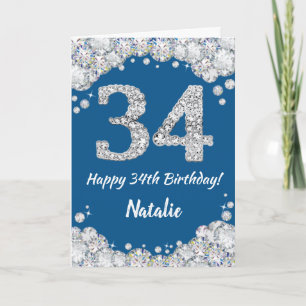 Bonne 34e anniversaire Carte Parties scintillant b
