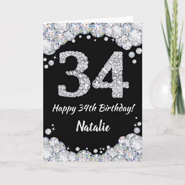 Bonne 34e anniversaire Carte Parties scintillant n (Devant)