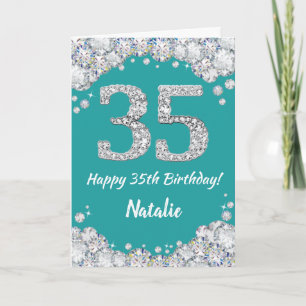 Bonne 35e anniversaire Turquoise et carte de Parti