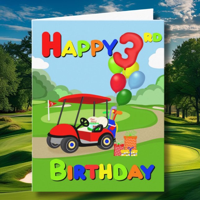 Bonne 3e anniversaire Red Boys Carte de golf (Créateur téléchargé)