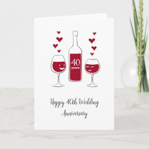 Bonne 40e anniversaire de Mariage Carte de coeur d