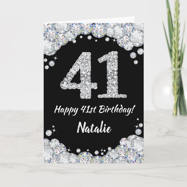 Bonne 41e anniversaire Carte de Parties scintillan (Devant)
