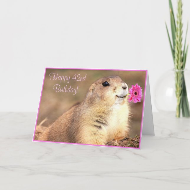 Bonne 42e anniversaire Prairie chien carte de voeu (Devant)
