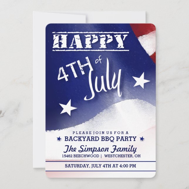 Bonne 4 juillet Red White Blue Party Invitation (Devant)