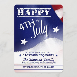 Bonne 4 juillet Red White Blue Party Invitation