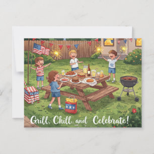 Bonne 4 Juillet Stars and Stripes Carte postale