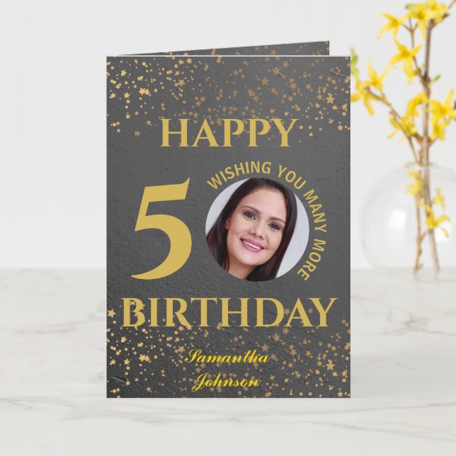 Bonne 50 Anniversaire Carte de voeux pliée (Fleur jaune)
