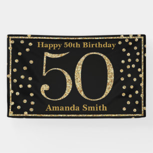 Bonne 50e anniversaire bannière Black and Gold Pa