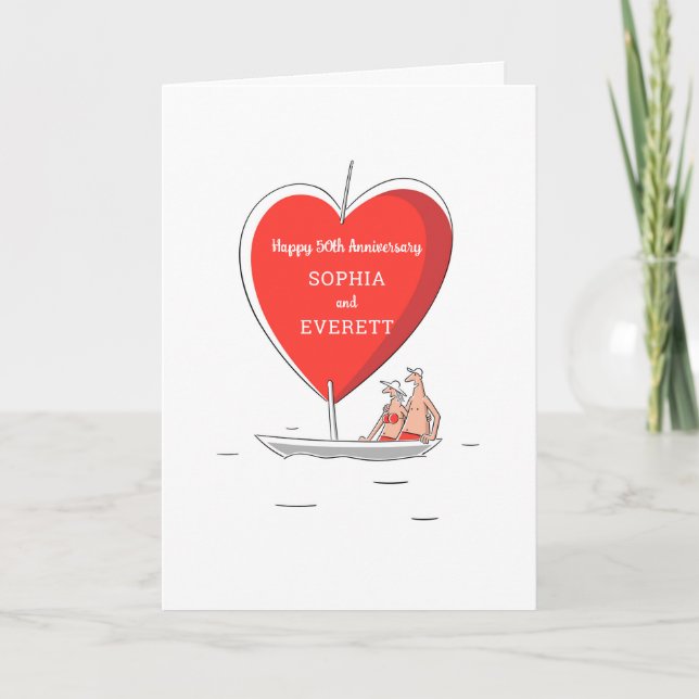 Bonne 50e anniversaire de Mariage Carte Coeur de b (Devant)