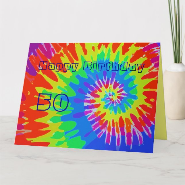Bonne 50e anniversaire Super Cravate-Dye carte Big (Devant)