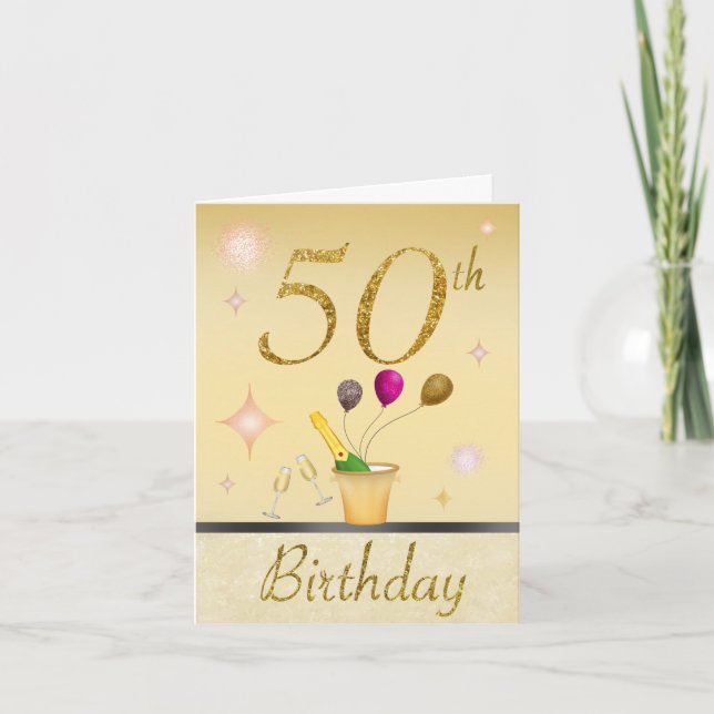 Bonne 50ème Gold Glamours carte d'anniversaire (Devant)