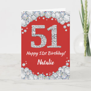 Bonne 51e anniversaire Carte Parties scintillant r