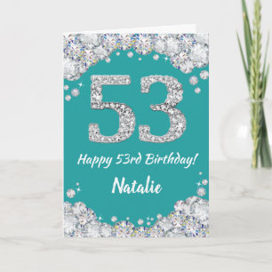Bonne 53e anniversaire Turquoise et carte de Parti