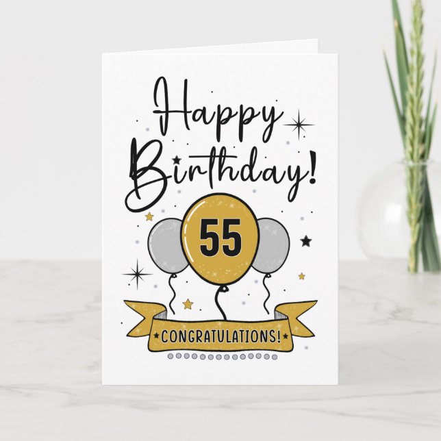 Bonne 55e carte d'anniversaire en or (Devant)
