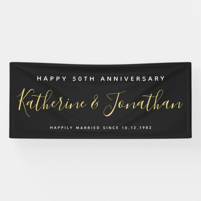 Bonne 5e anniversaire Mariage or bannière personna (Horizontal)
