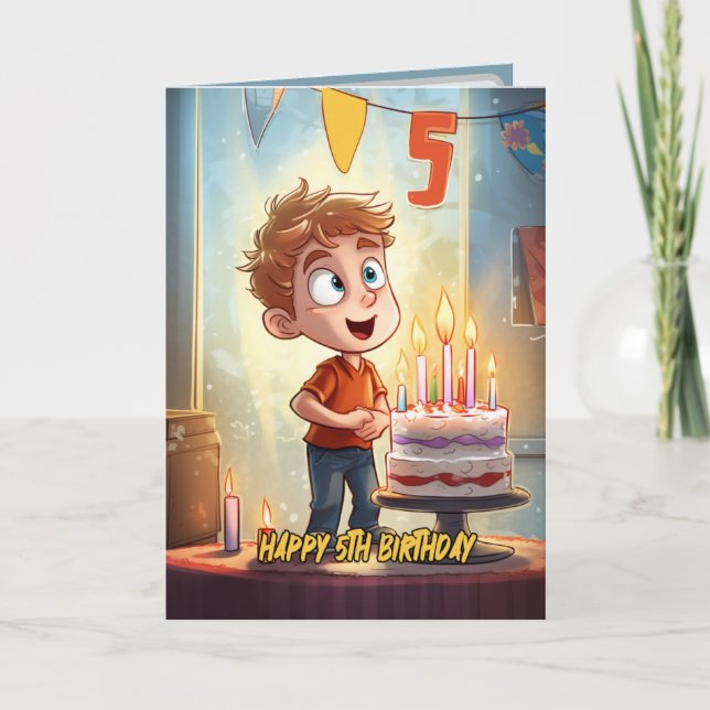 Bonne 5e carte d'anniversaire pour les garçons (Devant)