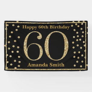 Bonne 60e anniversaire bannière Black and Gold Pa