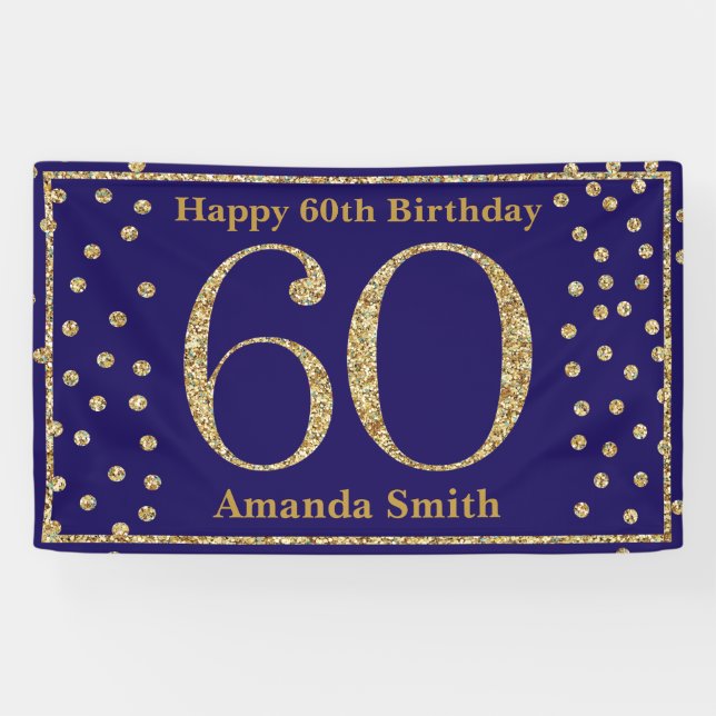 Bonne 60e anniversaire bannière Marine Blue Gold P (Horizontal)