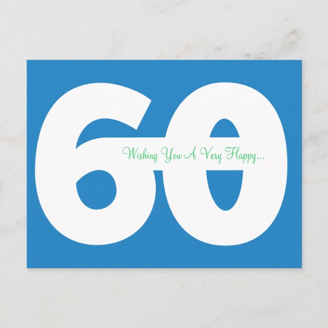Bonne 60e Anniversaire Carte postale - en bleu (Devant)
