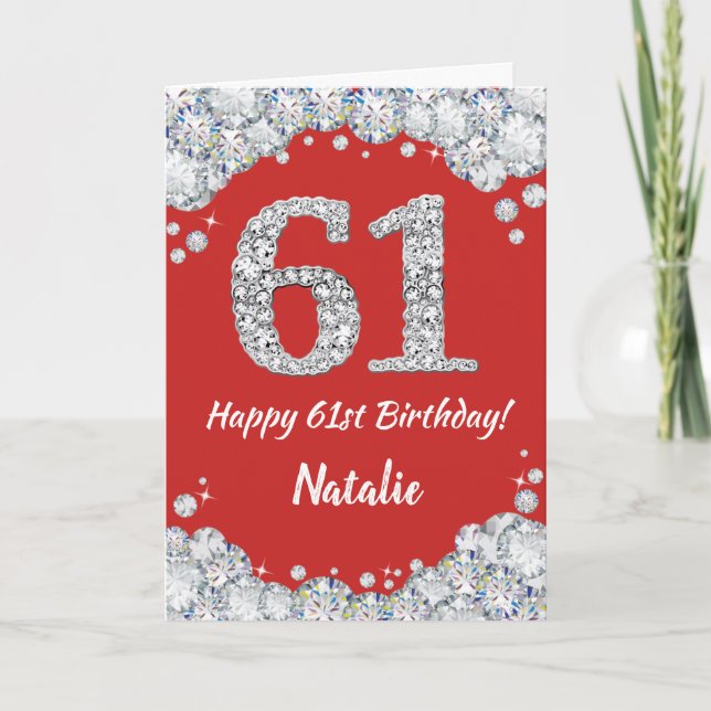 Bonne 61e anniversaire Carte Parties scintillant r (Devant)
