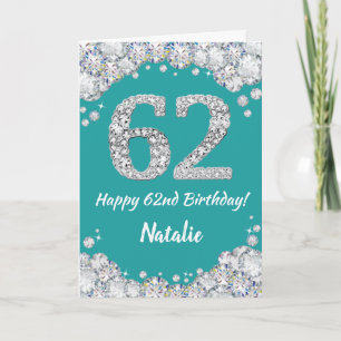 Bonne 62e anniversaire Turquoise et carte de Parti