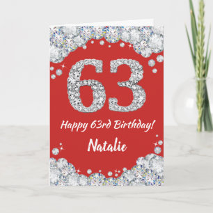Bonne 63e anniversaire Carte Parties scintillant r