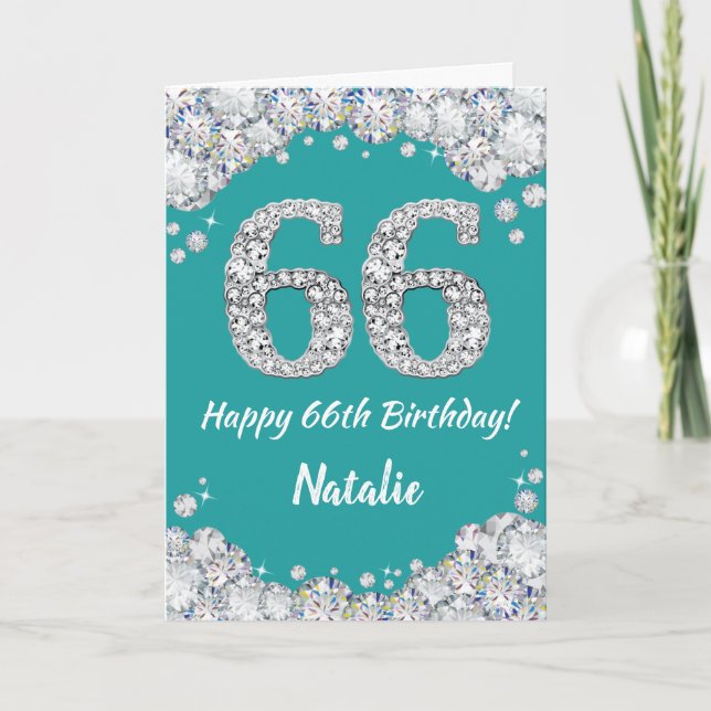 Bonne 66e anniversaire Turquoise et carte de Parti (Devant)
