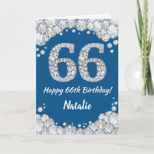 Bonne 66e carte de Parties scintillant bleu et arg