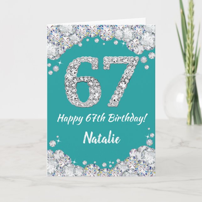 Bonne 67e anniversaire Turquoise et carte de Parti (Devant)