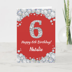 Bonne 6e anniversaire Carte Parties scintillant ro
