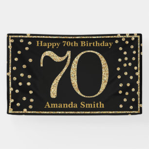 Bonne 70e anniversaire bannière Black and Gold Pa