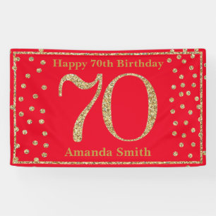 Bonne 70e anniversaire bannière Rouge et Parties 