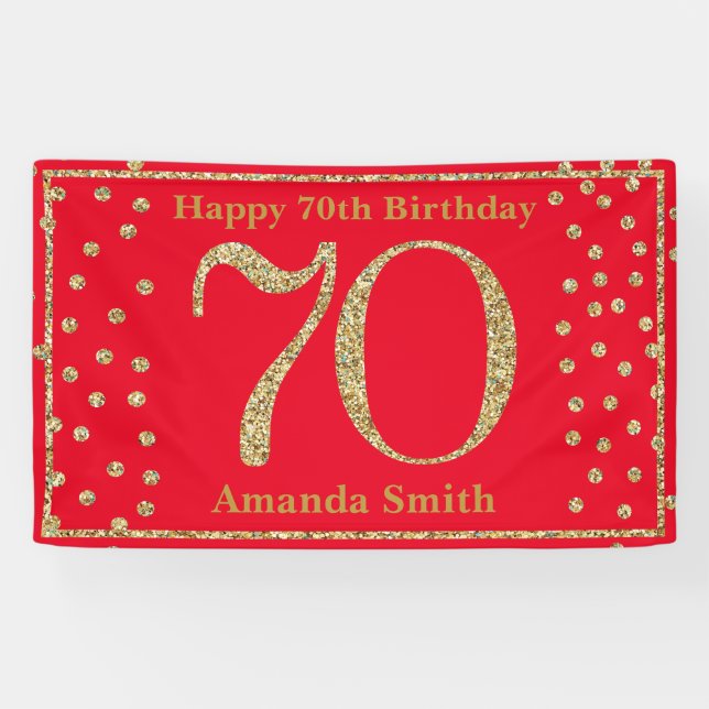 Bonne 70e anniversaire bannière Rouge et Parties s (Horizontal)