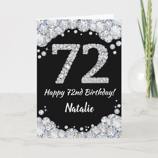 Bonne 72e carte de Parties scintillant noir et arg (Devant)