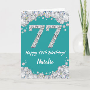 Bonne 77e anniversaire Turquoise et carte de Parti