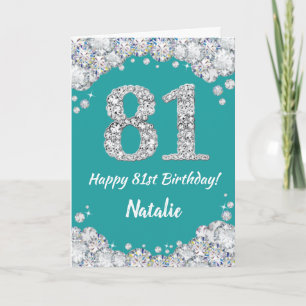 Bonne 81e anniversaire Turquoise et carte de Parti