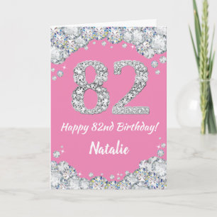 Bonne 82e carte de Parties scintillant rose et arg
