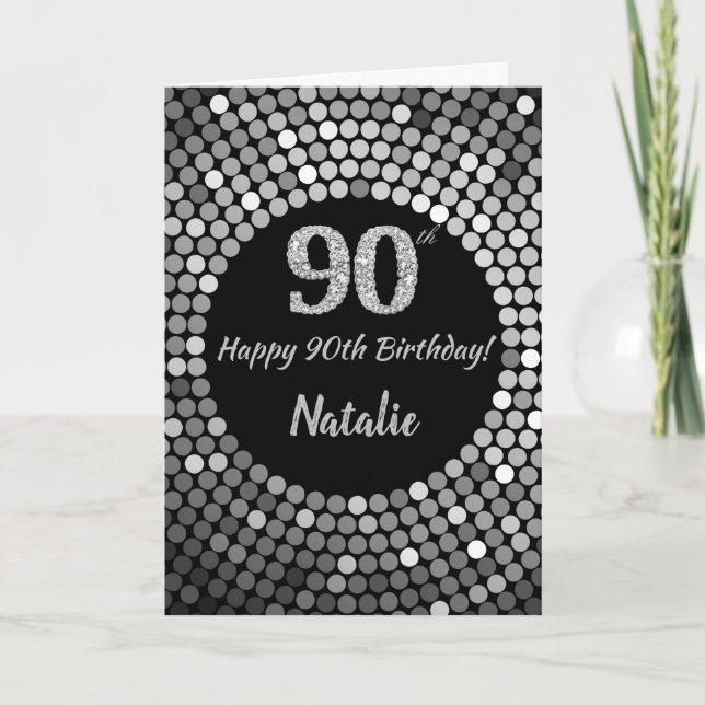 Bonne 90e Anniversaire Carte Parties scintillant N (Devant)