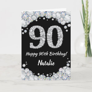 Bonne 90e Anniversaire Carte Parties scintillant N