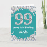 Bonne 99e anniversaire Turquoise et carte de Parti