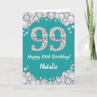 Bonne 99e anniversaire Turquoise et carte de Parti