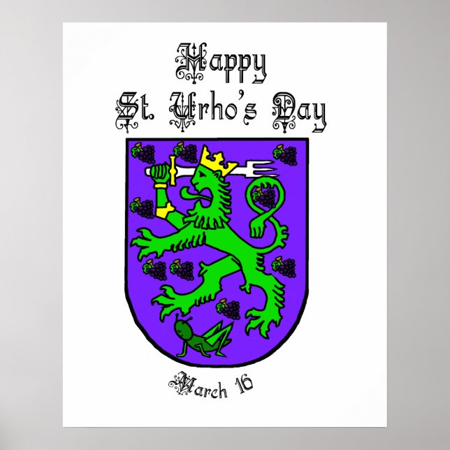 Bonne affiche de la fête de St. Urho avec armoirie (Devant)