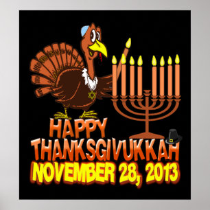 Bonne affiche de Thanksgivukkah Thankgiving Hanouk