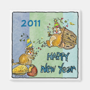 Bonne année 2011 Chipmunks Cartoon Magnet
