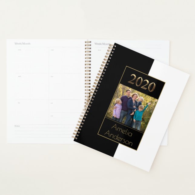 Bonne année 2020 Black and White Gold Elegant (Devant avec enveloppe)