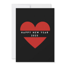 BONNE ANNÉE 2025 Carte de vœux de fêtes Cœur rouge